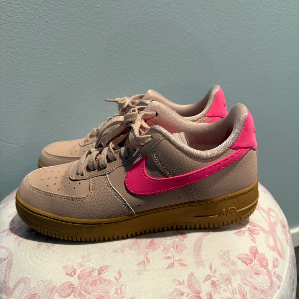 Nike Tan and Pink Air Sneakers